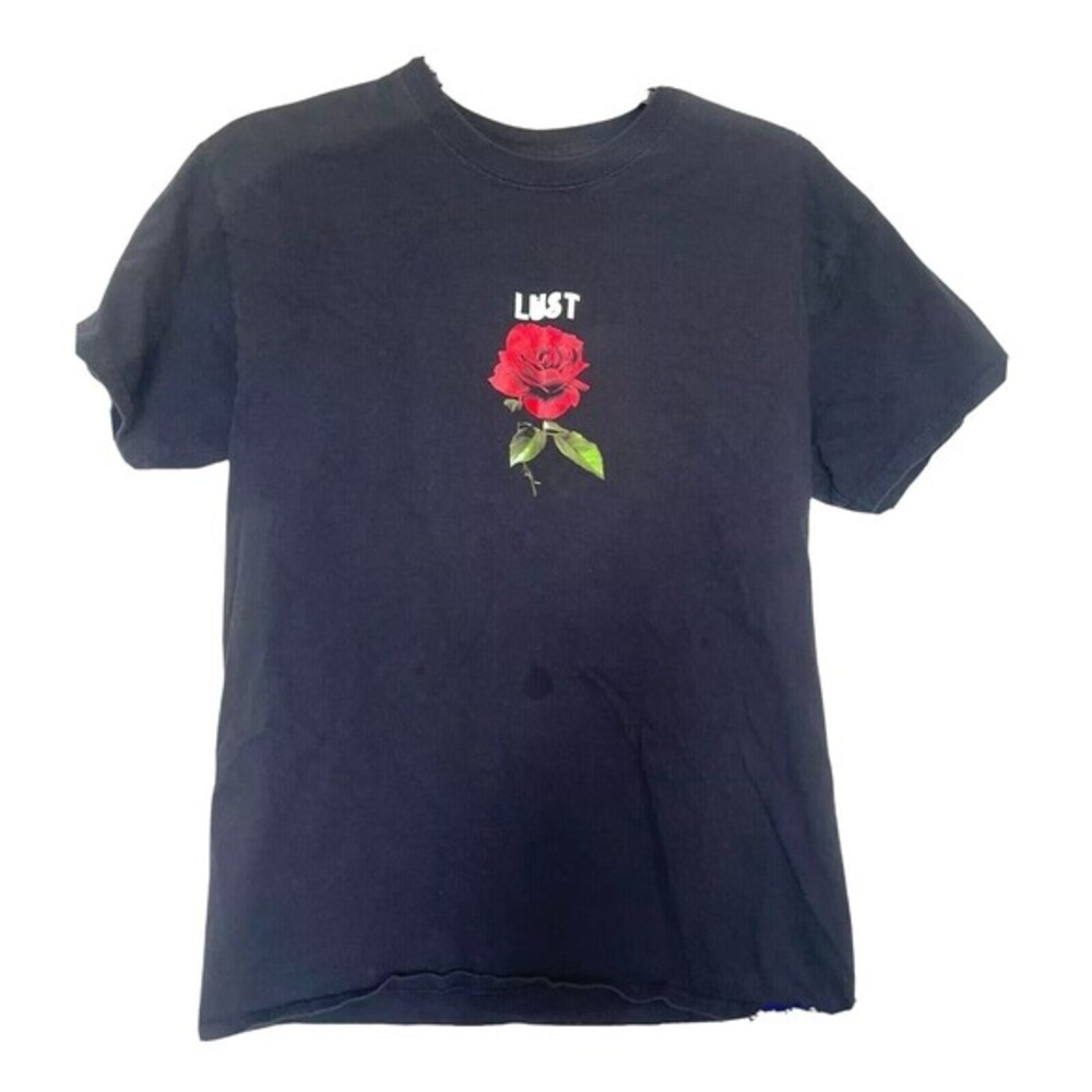 Broken Promises Tee Shirt Size Medium Lust Red Rose Black Short Sleeve Punk Rock